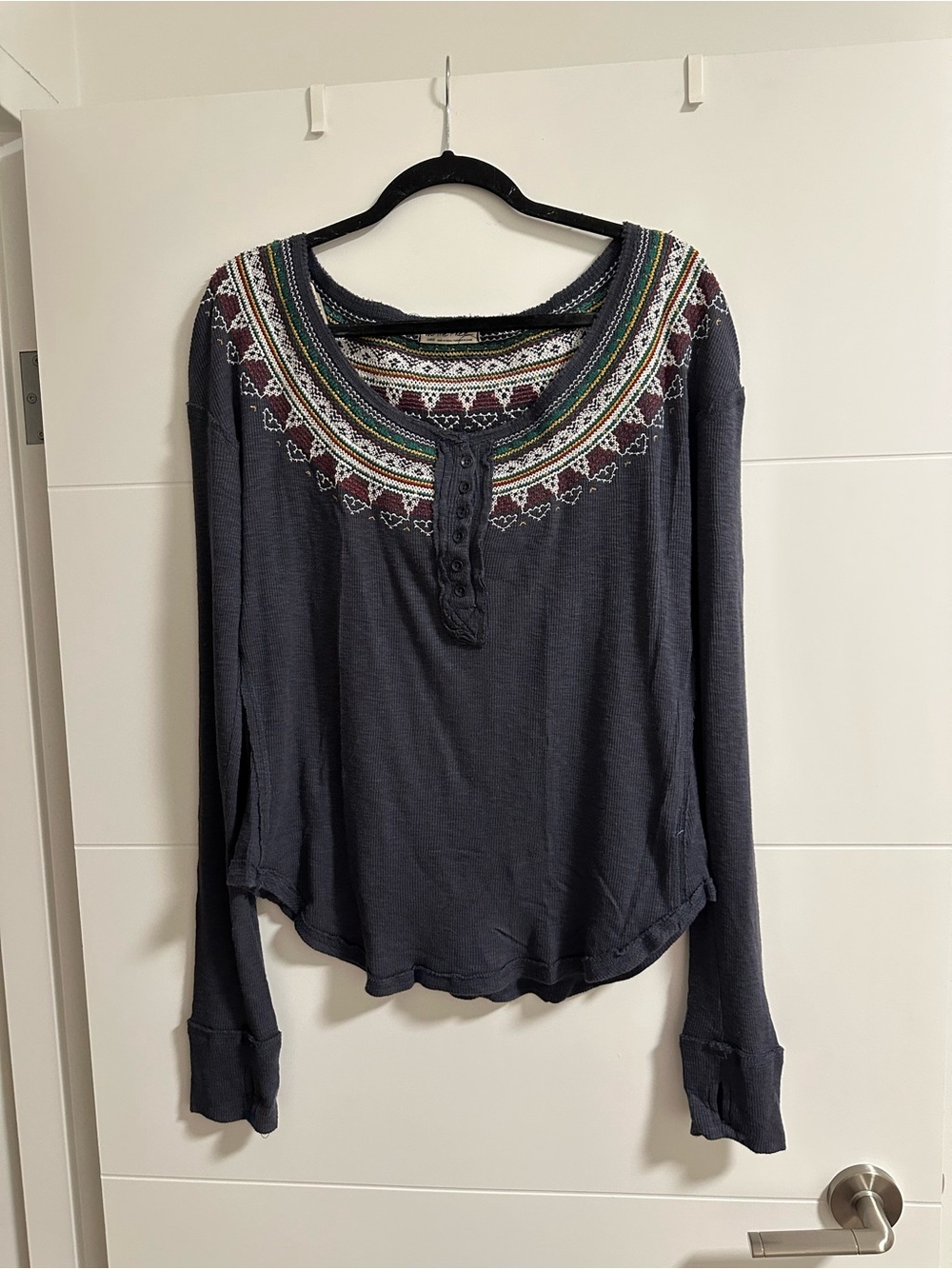 Free People Fairisle Thermal Henley Top - Picture 2 of 2